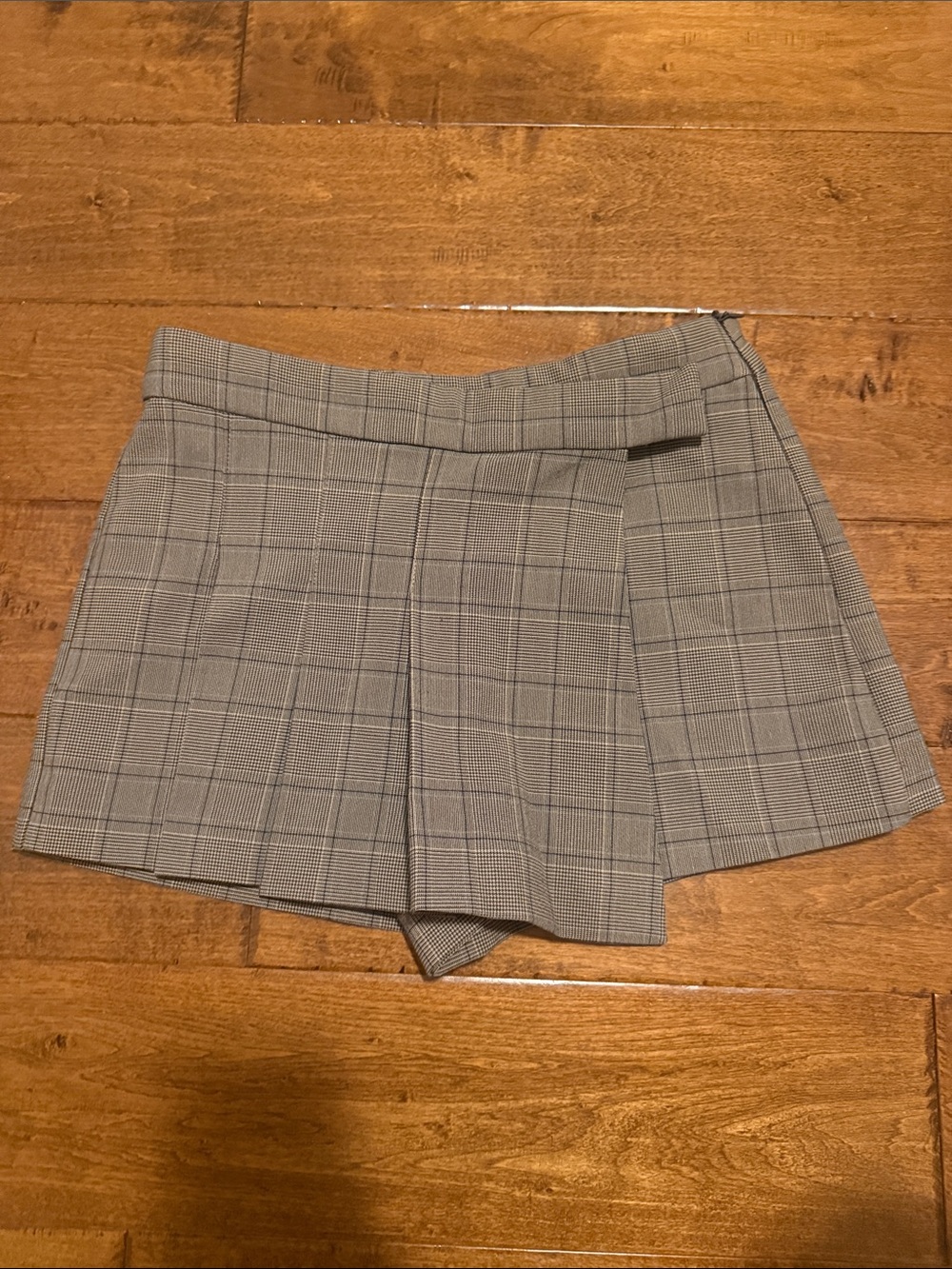 Zara Classic Plaid Wrap Skort - Gray
